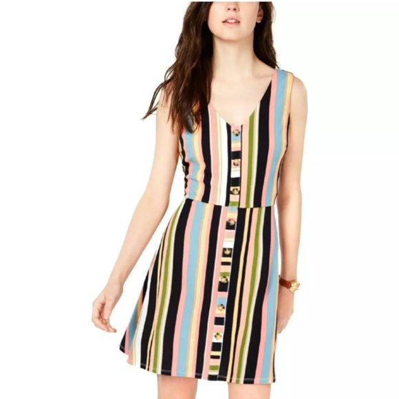 BCX Striped Tank Mini Multi-color Casual Stretchy Sleeveless Dress XXL - Picture 1 of 9
